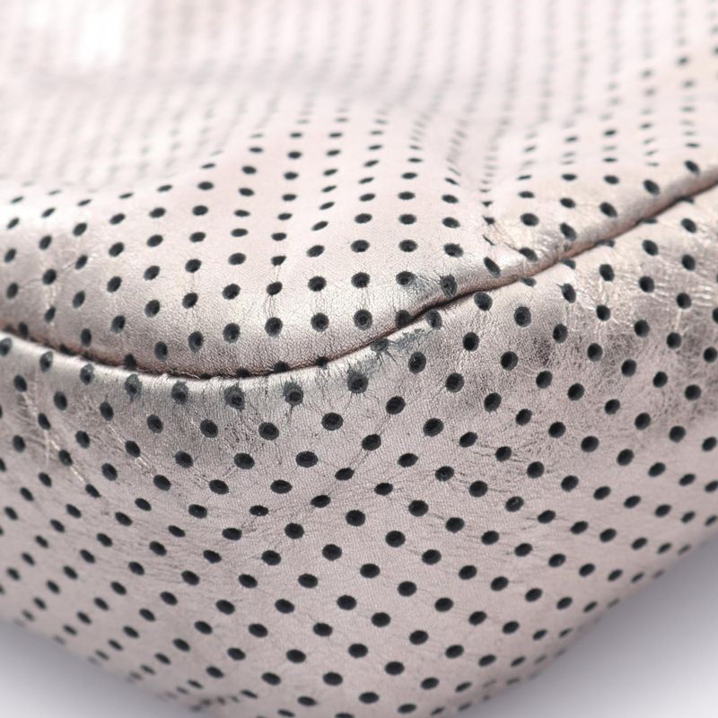 Chanel Shoulder Bag 2.55 Perforated Metallic Silver Leather 2.55 Chain Shoulder