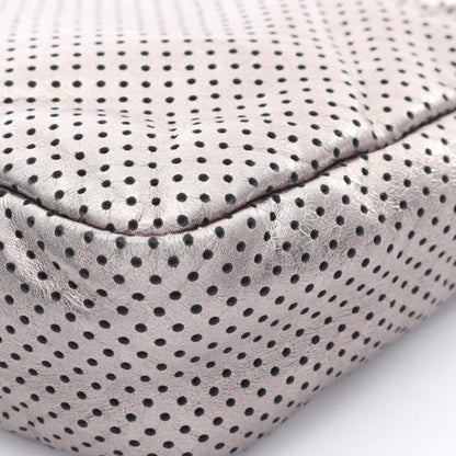 Chanel Shoulder Bag 2.55 Perforated Metallic Silver Leather 2.55 Chain Shoulder