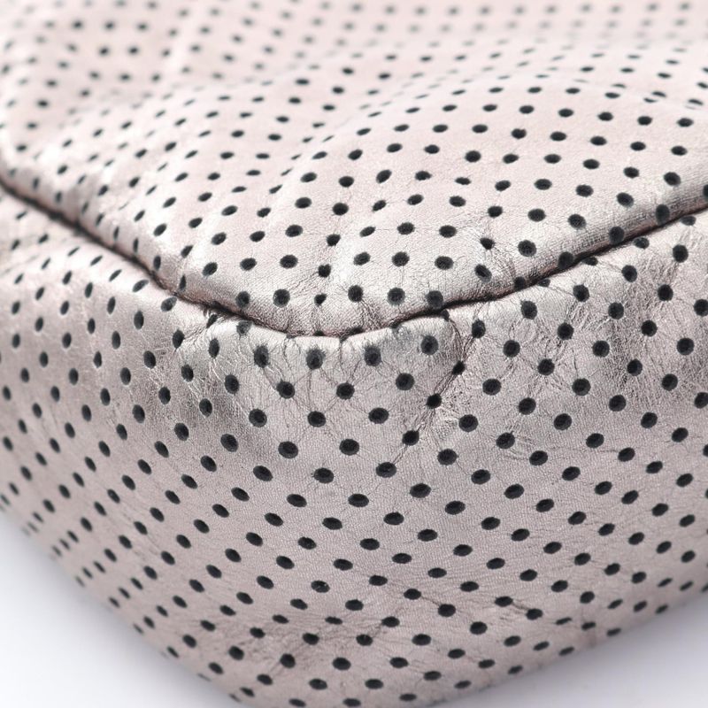 Chanel Shoulder Bag 2.55 Perforated Metallic Silver Leather 2.55 Chain Shoulder
