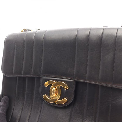 Chanel Shoulder Bag Mademoiselle Deka Matelasse Black Lambskin Mademoiselle
