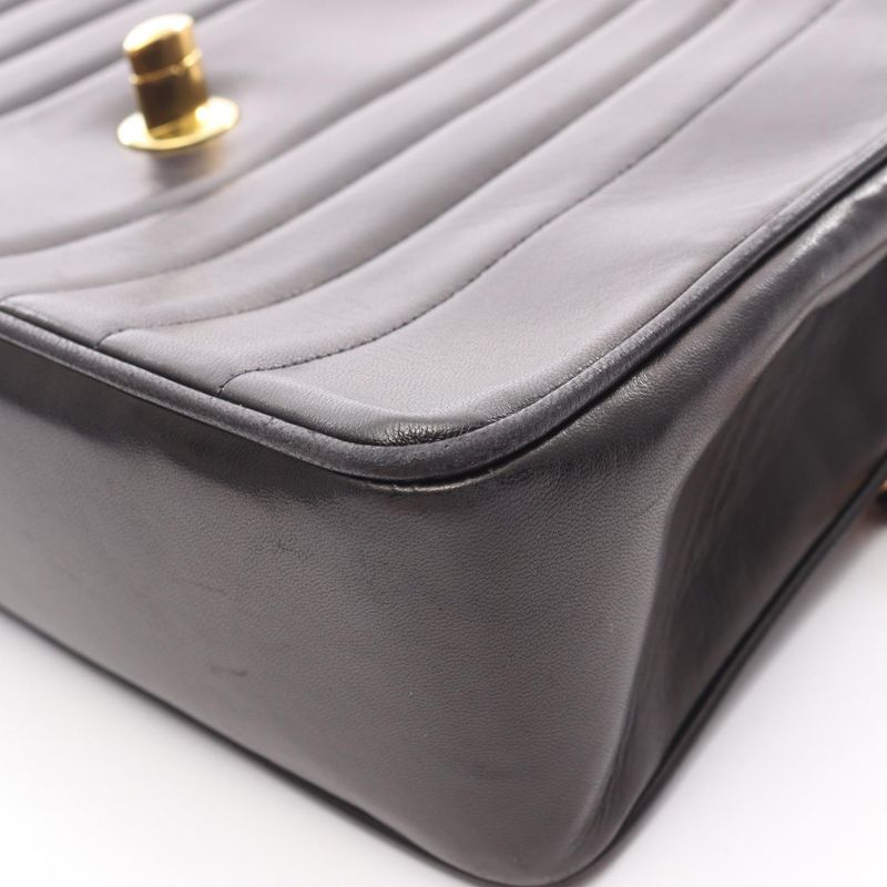 Chanel Shoulder Bag Mademoiselle Deka Matelasse Black Lambskin Mademoiselle