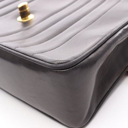 Chanel Shoulder Bag Mademoiselle Deka Matelasse Black Lambskin Mademoiselle