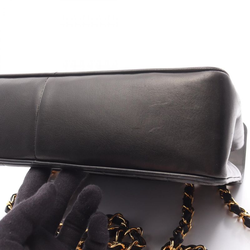 Chanel Shoulder Bag Mademoiselle Deka Matelasse Black Lambskin Mademoiselle