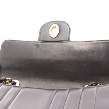 Chanel Shoulder Bag Mademoiselle Deka Matelasse Black Lambskin Mademoiselle