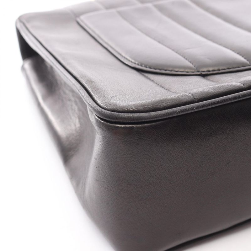 Chanel Shoulder Bag Mademoiselle Deka Matelasse Black Lambskin Mademoiselle