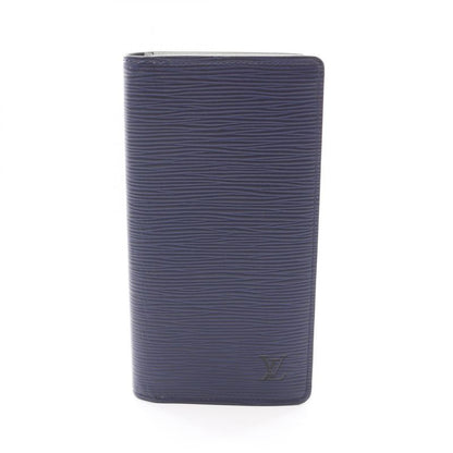 Louis Vuitton Bifold Long Wallet Portefeuille Brazza Epi M81371 Navy Leather