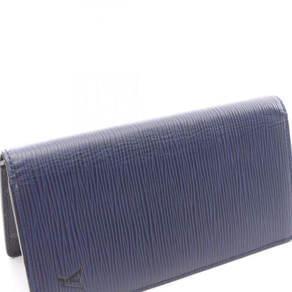 Louis Vuitton Bifold Long Wallet Portefeuille Brazza Epi M81371 Navy Leather