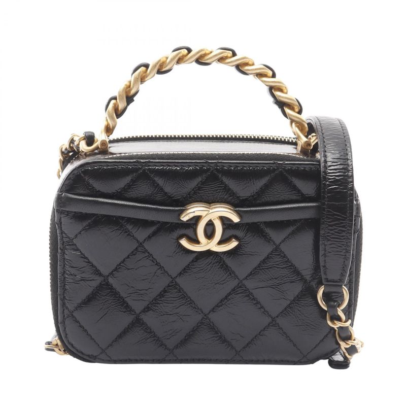 Chanel Shoulder Bag Matelasse As2178 Black Leather Matelasse Vanity 2way Chain