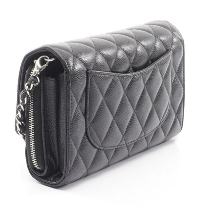Chanel Shoulder Bag Matelasse Black Caviar Skin (grained Calf) Matelasse Chain