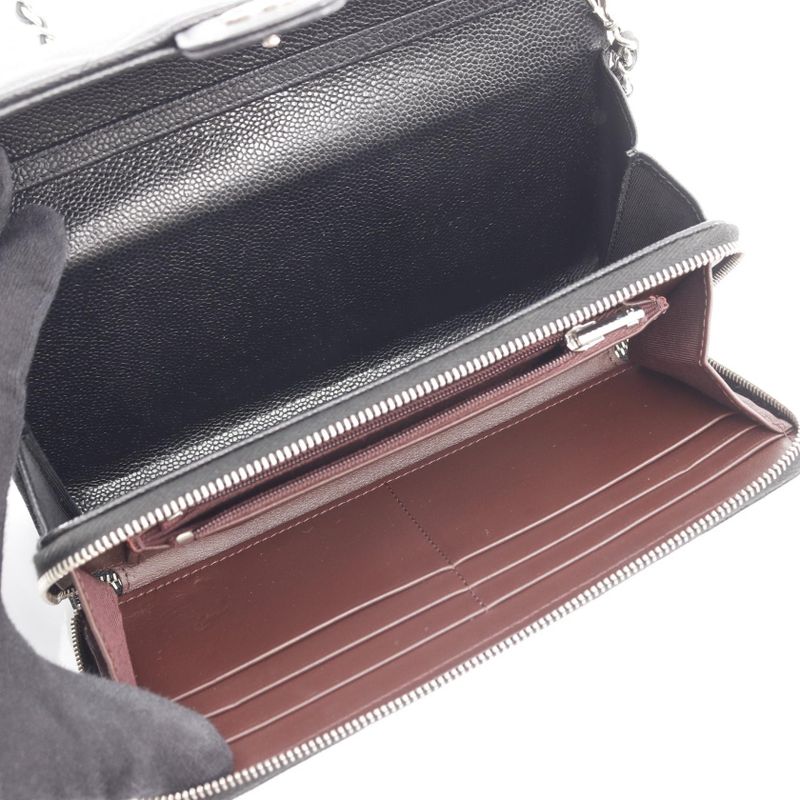 Chanel Shoulder Bag Matelasse Black Caviar Skin (grained Calf) Matelasse Chain