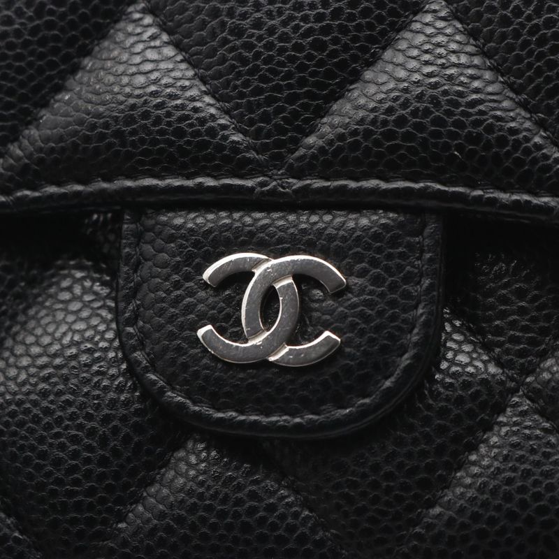 Chanel Shoulder Bag Matelasse Black Caviar Skin (grained Calf) Matelasse Chain