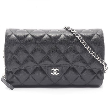 Chanel Shoulder Bag Matelasse Black Caviar Skin (grained Calf) Matelasse Chain