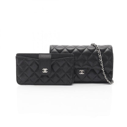 Chanel Shoulder Bag Matelasse Black Caviar Skin (grained Calf) Matelasse Chain