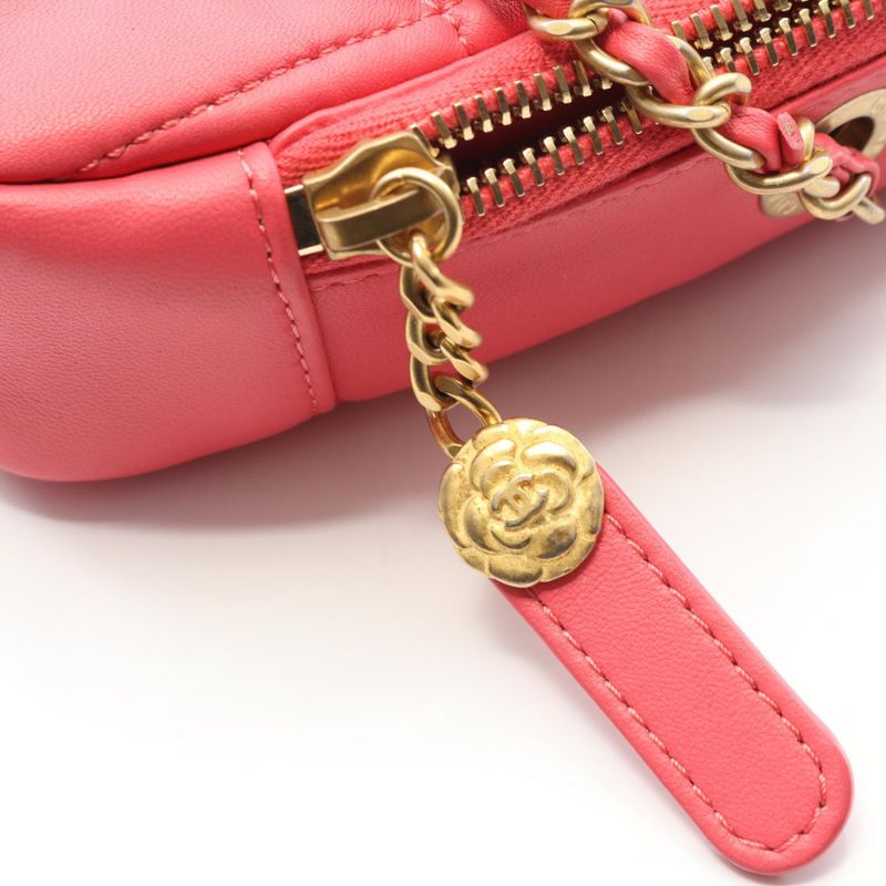 Chanel Shoulder Bag Matelasse Pink Lambskin Coco Mark Diamond Chain Shoulder
