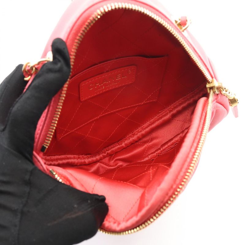 Chanel Shoulder Bag Matelasse Pink Lambskin Coco Mark Diamond Chain Shoulder