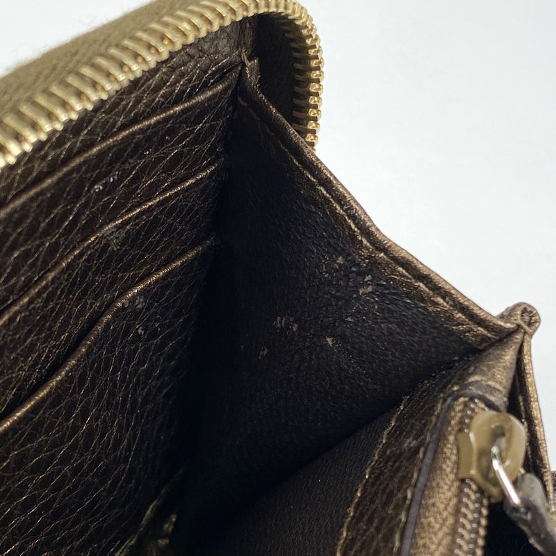 Gucci Logo Round Zipper Long Wallet Fringe Tassel Bamboo Long Wallet Leather