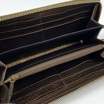 Gucci Logo Round Zipper Long Wallet Fringe Tassel Bamboo Long Wallet Leather