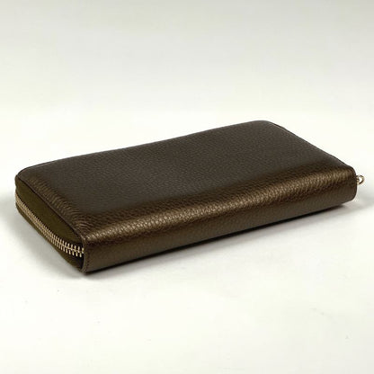 Gucci Logo Round Zipper Long Wallet Fringe Tassel Bamboo Long Wallet Leather