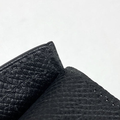 Hermes Bearn Souffle Foldable H Logo Long Wallet Leather Black A Ladies