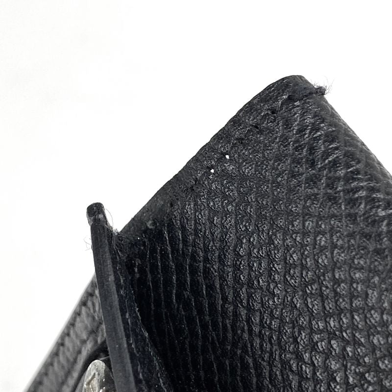 Hermes Bearn Souffle Foldable H Logo Long Wallet Leather Black A Ladies