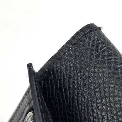 Hermes Bearn Souffle Foldable H Logo Long Wallet Leather Black A Ladies