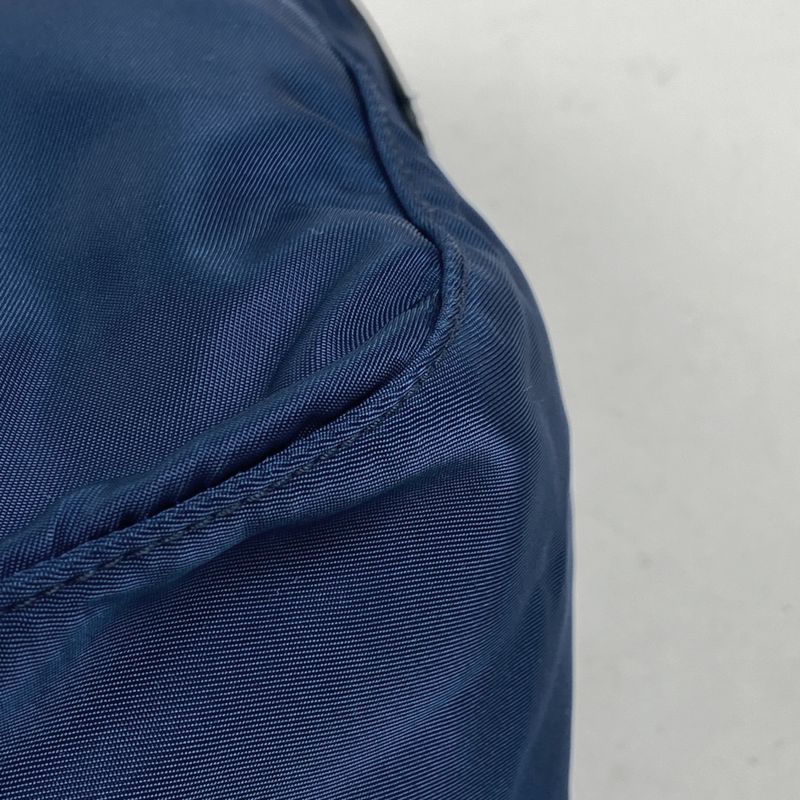 Prada Logo Plate Shoulder Bag Crossbody Shoulder Bag Tessuto Nylon Blue Bt0953