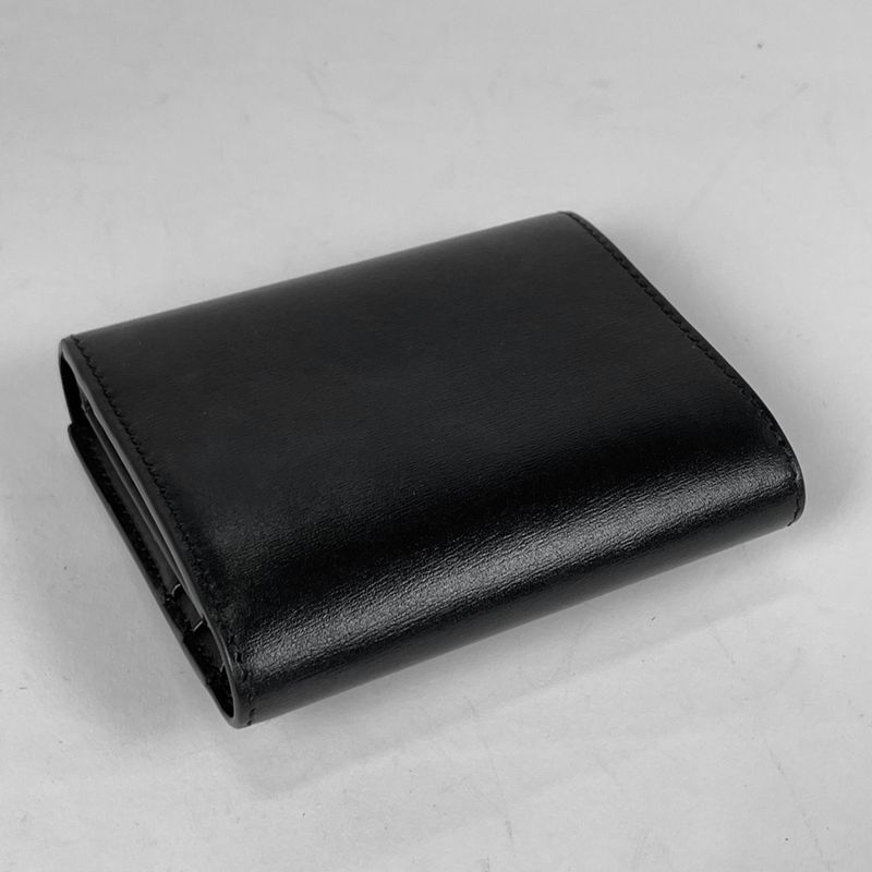 Celine Triomphe Small Flap Wallet Trifold Wallet Leather Black Women