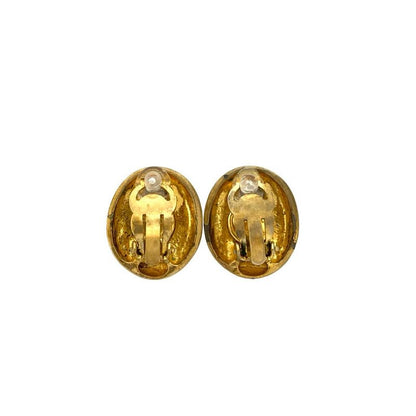 Chanel Vintage Mademoiselle Motif GP Oval Earrings Ear Cuff Accessory