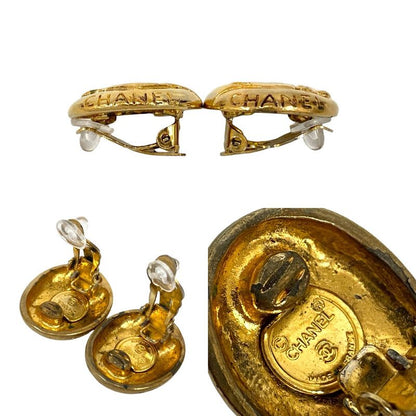 Chanel Vintage Mademoiselle Motif GP Oval Earrings Ear Cuff Accessory