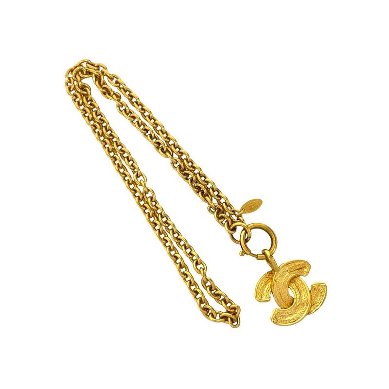Chanel Vintage Coco Mark Motif GP Chain Necklace Pendant Accessory