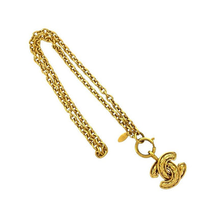 Chanel Vintage Coco Mark Motif GP Chain Necklace Pendant Accessory