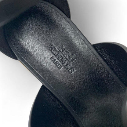 Hermes Charis Sandals Shoes Leather Black Brown Brides De Gala Quadri