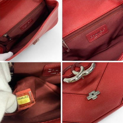 Chanel Bag Shoulder Red Silver V Stitch Double Chain