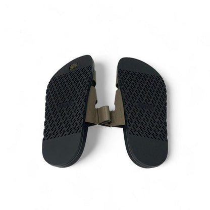 Hermes Chypre Sandals Shoes Leather Greige Velcro Strap Flat