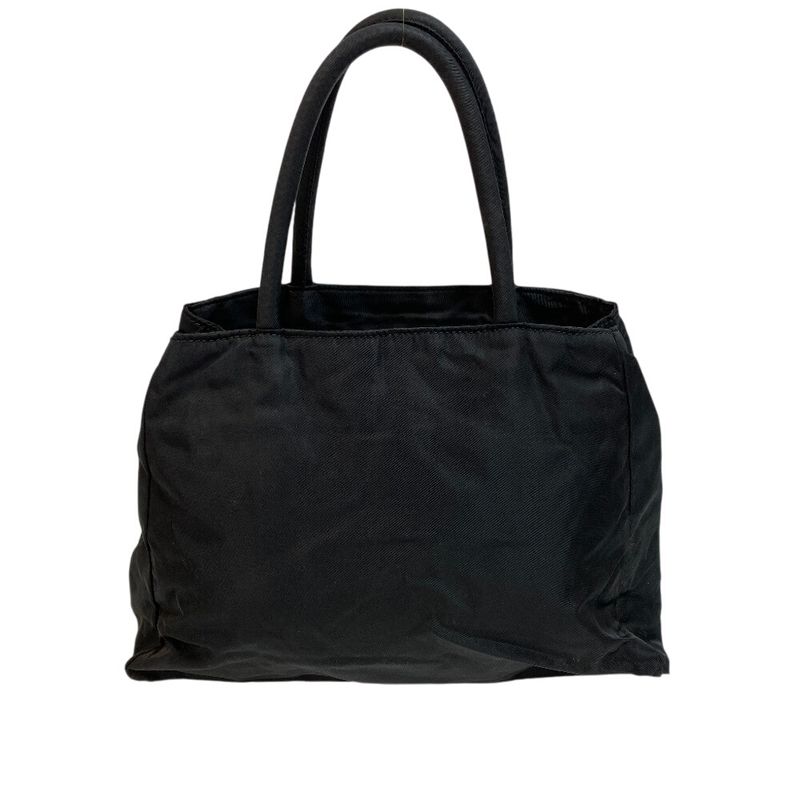 Prada Triangle Logo Plate Tote Bag Black Ladies