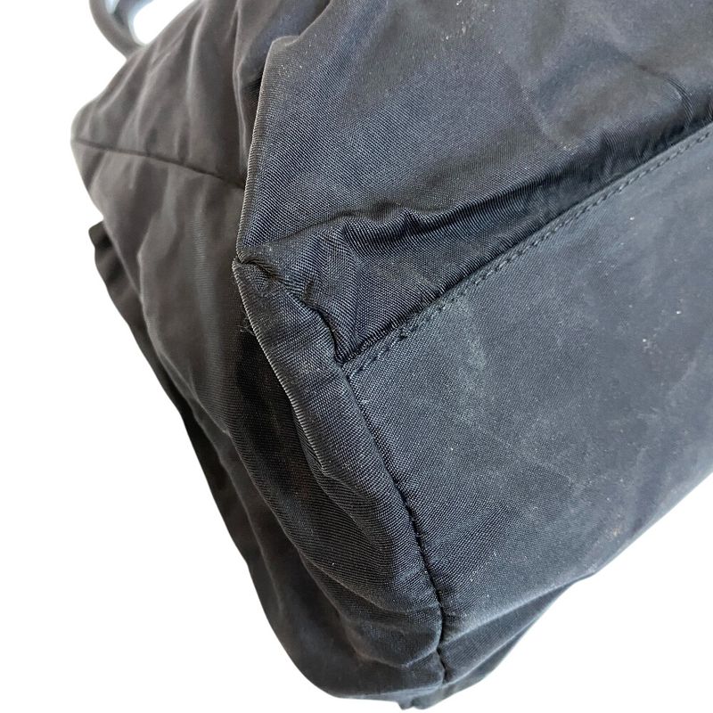 Prada Triangle Logo Plate Tote Bag Black Ladies