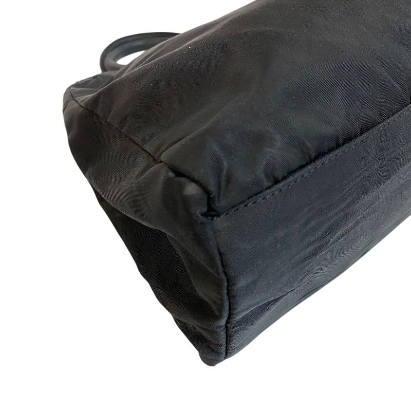 Prada Triangle Logo Plate Tote Bag Black Ladies