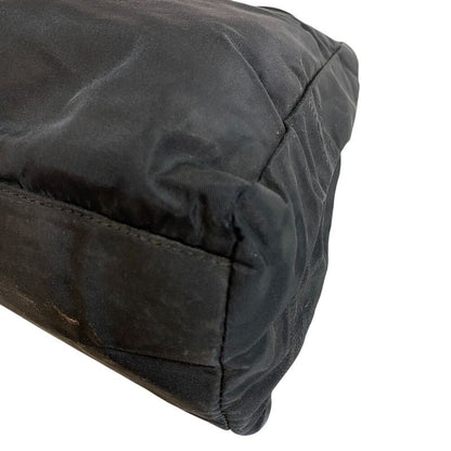 Prada Triangle Logo Plate Tote Bag Black Ladies