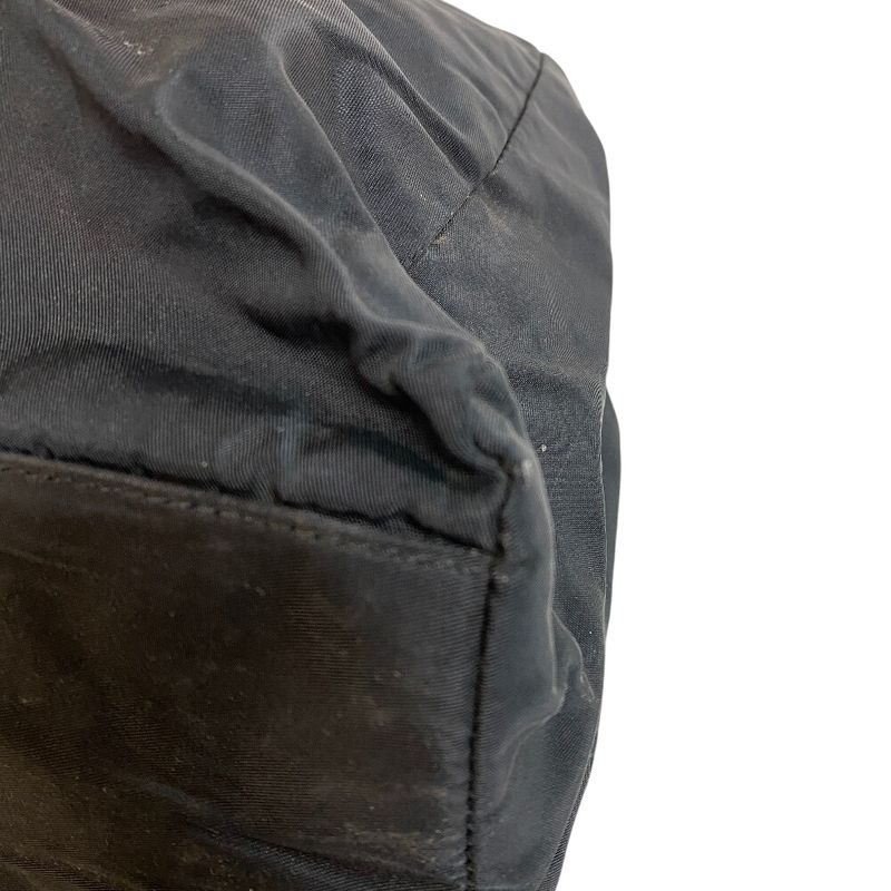 Prada Triangle Logo Plate Tote Bag Black Ladies