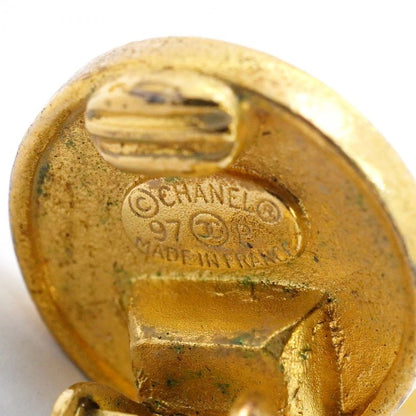 Chanel Earrings Vintage Coco Mark Chanel Logo Round Shape Circle GP Plated Faux