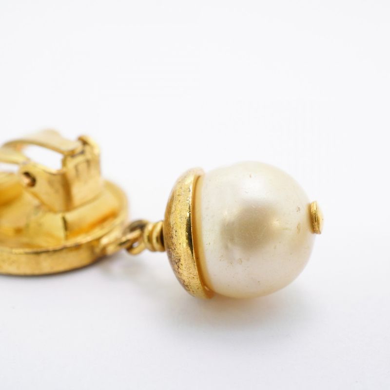 Chanel Earrings Vintage Coco Mark Chanel Logo Round Shape Circle GP Plated Faux