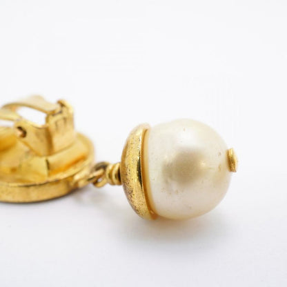 Chanel Earrings Vintage Coco Mark Chanel Logo Round Shape Circle GP Plated Faux