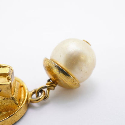 Chanel Earrings Vintage Coco Mark Chanel Logo Round Shape Circle GP Plated Faux