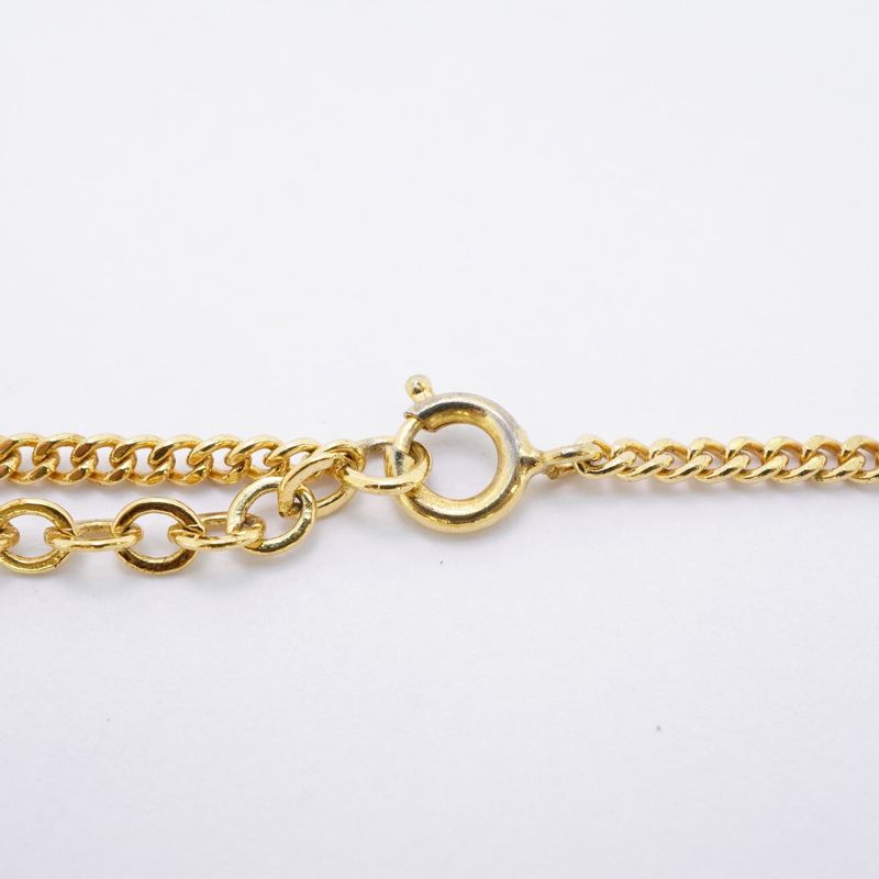 Christian Dior Necklace CD Logo GP Plated Rhinestone Gold Ladies