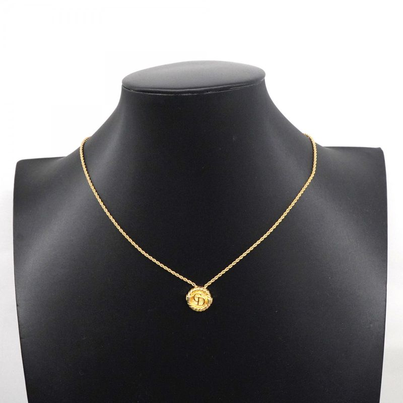 Christian Dior Necklace CD Logo GP Plated Gold Ladies