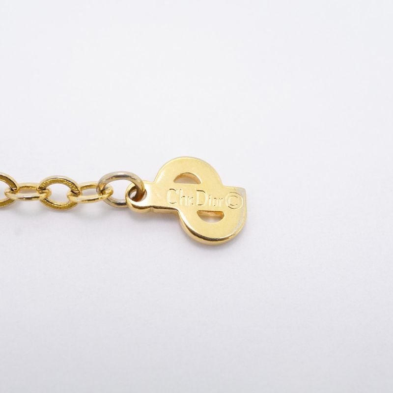 Christian Dior Necklace CD Logo GP Plated Gold Ladies