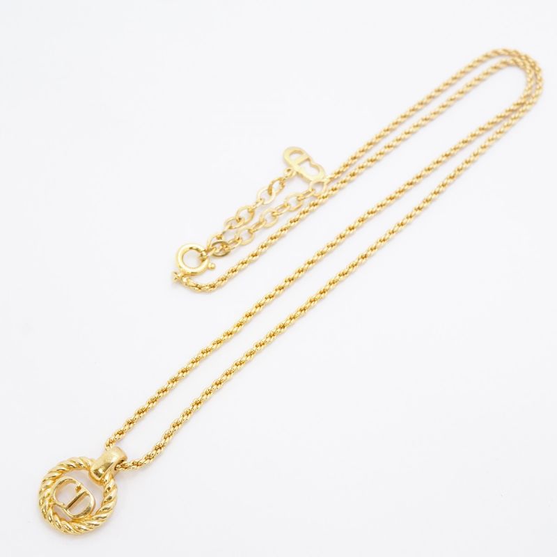 Christian Dior Necklace CD Logo GP Plated Gold Ladies