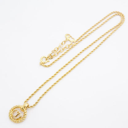 Christian Dior Necklace CD Logo GP Plated Gold Ladies