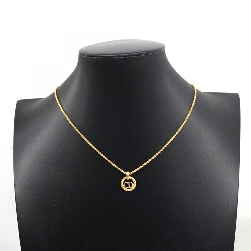 Christian Dior Necklace CD Logo GP Plated Gold Ladies