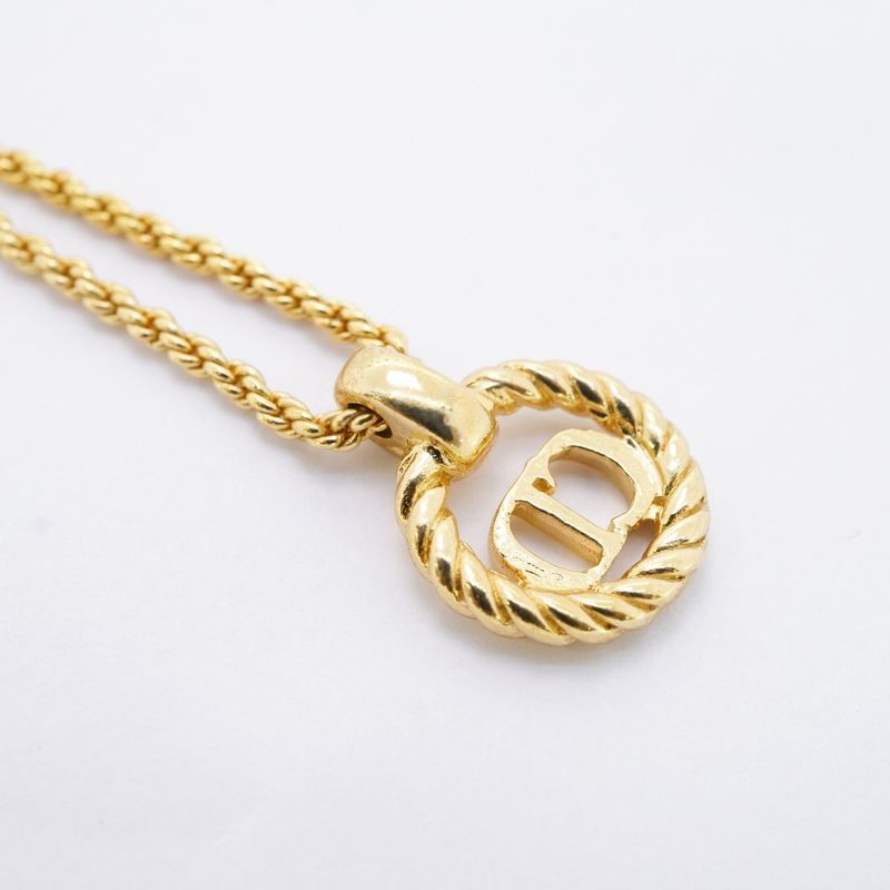 Christian Dior Necklace CD Logo GP Plated Gold Ladies